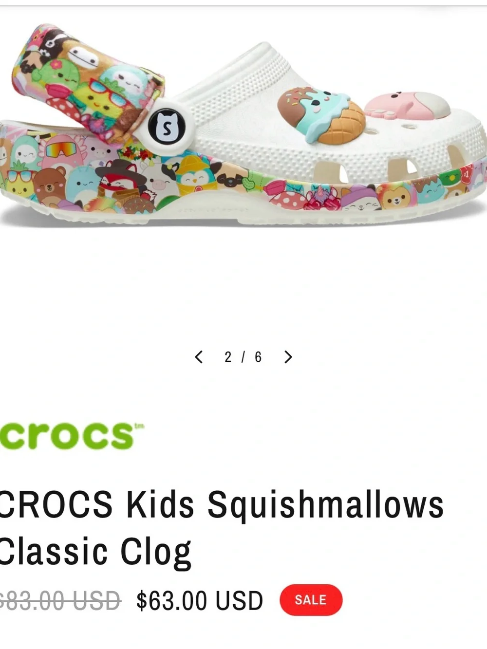 CROCS Kids Squishmallows Classic Clog- gently used